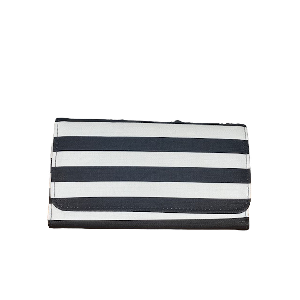 Kut From The Kloth Women’s Navy Blue Canvas Striped Trifold Wallet